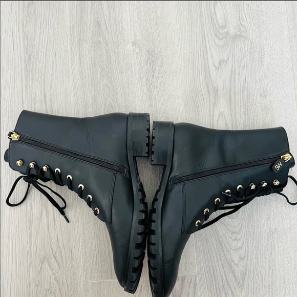 Stuart Weizmann Norrie Leather Combat boots in size 7.5 - Picture 2 of 5